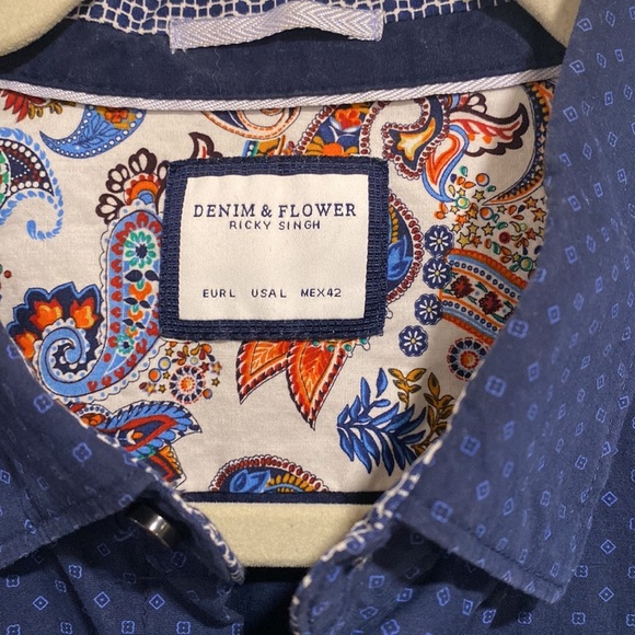 Men’s Denim and Flower Ricky Singh button down - Picture 2 of 5